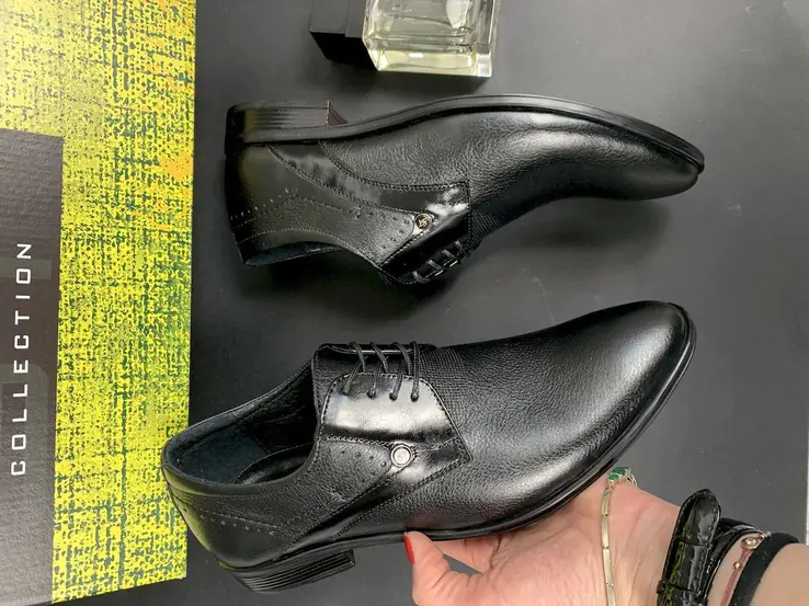Мужские туфли кожаные весна/осень черные Slat 19440 на шнурках фото 6 — интернет-магазин Tapok
