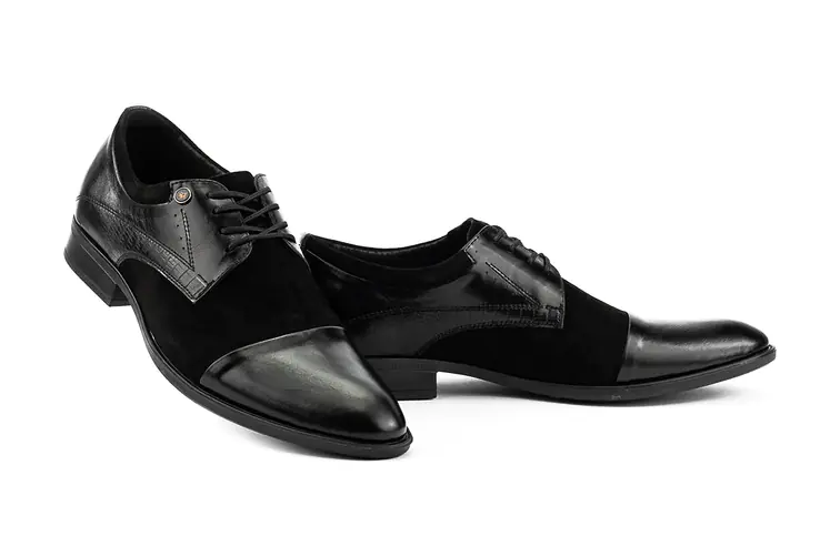 Мужские туфли замшевые весна/осень черные Slat 19401 на шнурках фото 1 — интернет-магазин Tapok