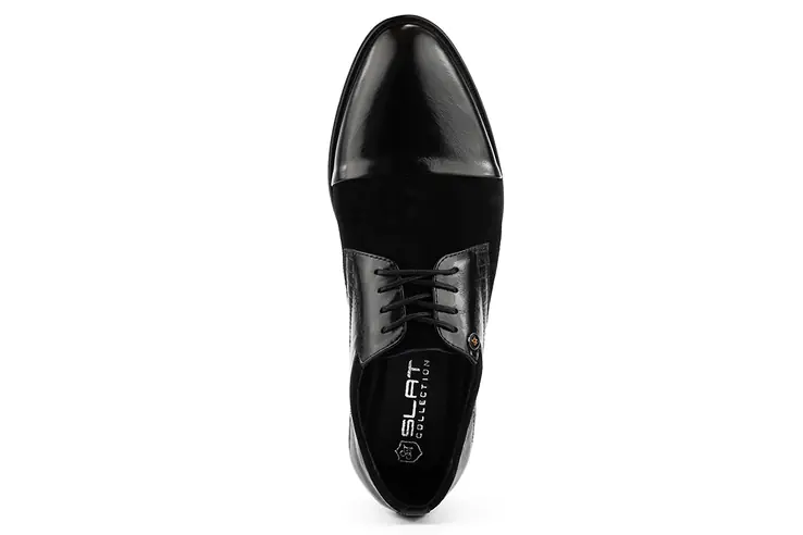Мужские туфли замшевые весна/осень черные Slat 19401 на шнурках фото 3 — интернет-магазин Tapok