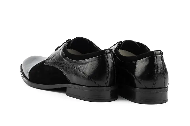 Чоловічі туфлі замшеві весна/осінь чорні Slat 19401 на шнурках фото 4 — інтернет-магазин Tapok
