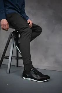 Чоловічі кросівки шкіряні весняно-осінні чорні Emirro Л5 Black