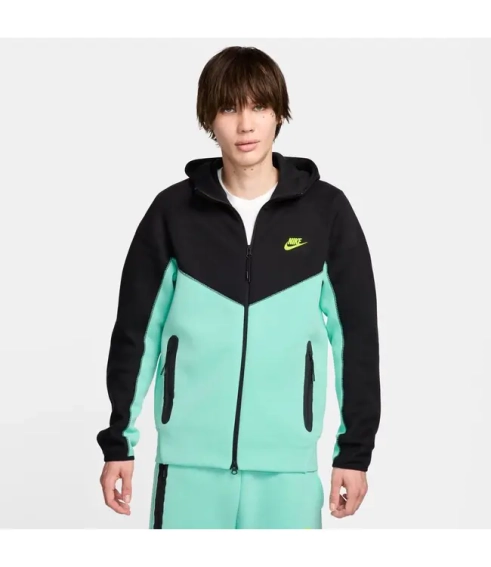 Худые Nike Tech Fleece (черно-салатовое) HF4432-349 фото 1 — интернет-магазин Tapok