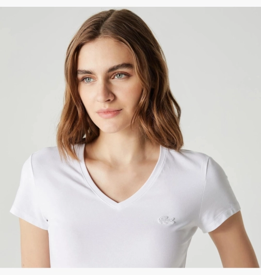 Футболка жіноча Lacoste T-Shirt White TF221414B фото 3 — інтернет-магазин Tapok