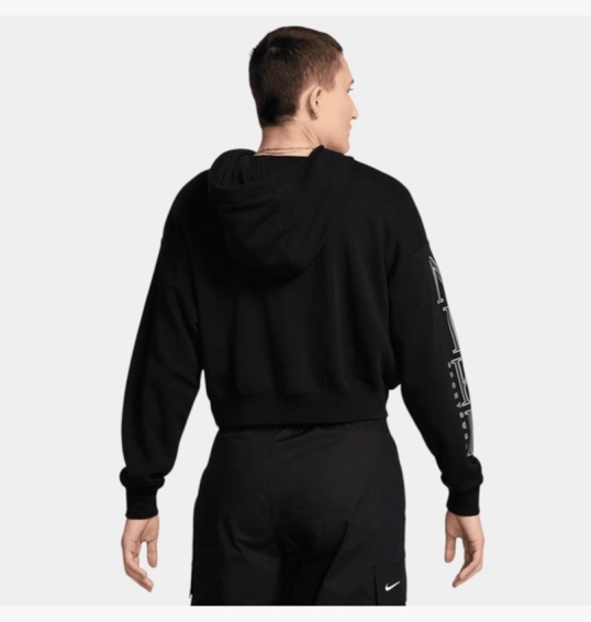 Худые унисекс Nike Sportswear Club Fleece Oversized Graphic Crop Black HJ0925-010 фото 2 — интернет-магазин Tapok