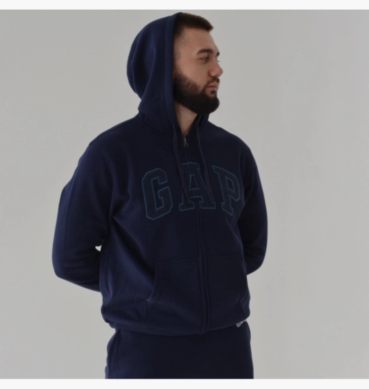 Толстовка чоловіча Gap Logo Zip Hoodie Tapestry Blue 218871561-3 фото 2 — інтернет-магазин Tapok
