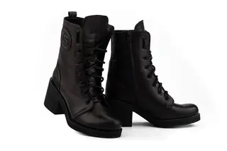 Женские ботинки кожаные весна/осень черные U Spirit 5022