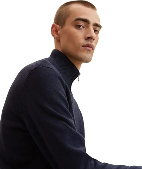 Кардиган basic structured knit jacket 1032303-13160 Tom Tailor L Темно-синий 1032303-13160 фото 3 — интернет-магазин Tapok
