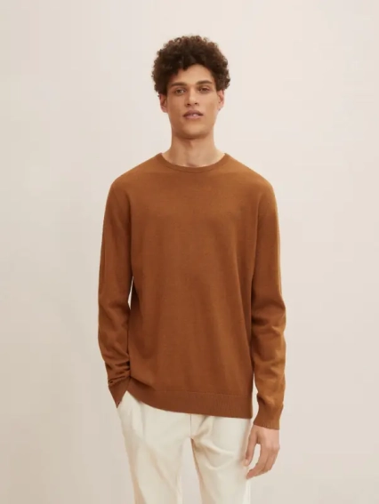 Кофта BASIC CREW NECK SWEATER 1027299-30313 Tom Tailor XXL Коричневый 1027299-30313 фото 1 — интернет-магазин Tapok