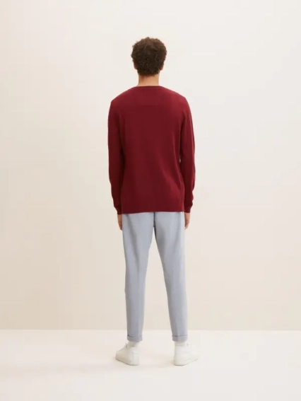 Кофта BASIC CREW NECK SWEATER 1027299-30315 Tom Tailor M Бордовый 1027299-30315 фото 2 — интернет-магазин Tapok