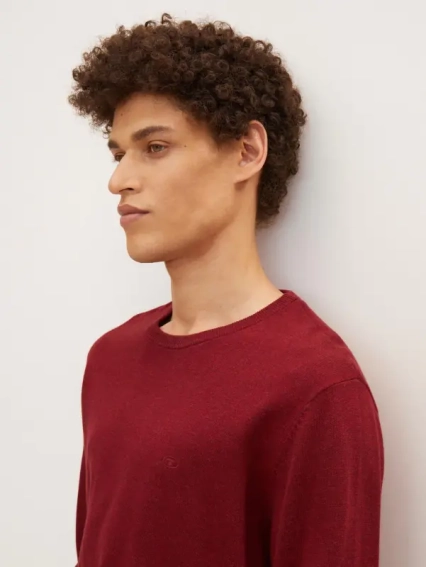 Кофта BASIC CREW NECK SWEATER 1027299-30315 Tom Tailor M Бордовый 1027299-30315 фото 3 — интернет-магазин Tapok