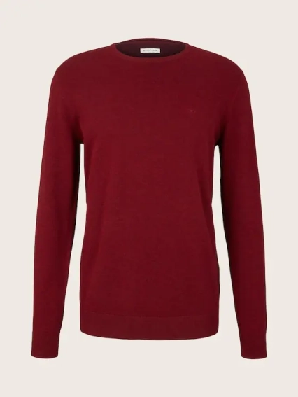 Кофта BASIC CREW NECK SWEATER 1027299-30315 Tom Tailor M Бордовый 1027299-30315 фото 4 — интернет-магазин Tapok
