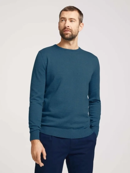 Кофта basic crew neck sweater 1027299XX1028733 Tom Tailor XXL Темно-синий 1027299XX1028733 фото 1 — интернет-магазин Tapok