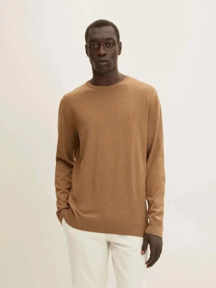 Кофта basic crew neck sweater 1027661-18950 Tom Tailor XXL Коричневий 1027661-18950 фото 1 — інтернет-магазин Tapok