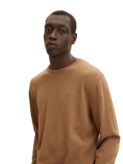 Кофта basic crew neck sweater 1027661-18950 Tom Tailor XXL Коричневий 1027661-18950 фото 3 — інтернет-магазин Tapok