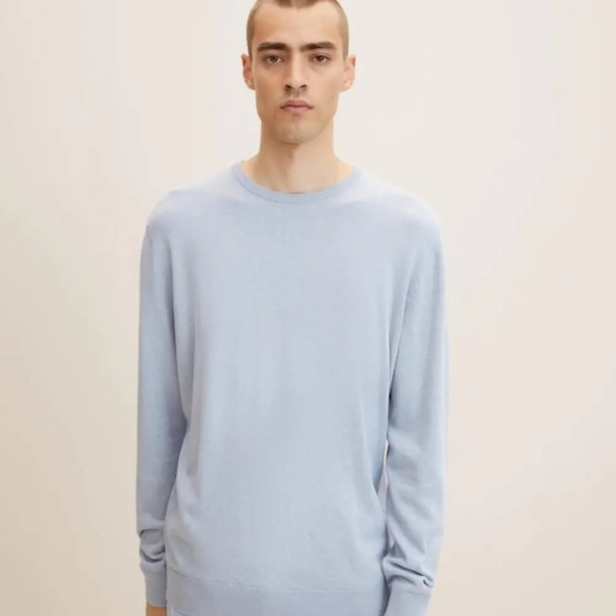 Кофта basic crew neck sweater 1027661-30312 Tom Tailor XXXL Блакитний 1027661-30312 фото 1 — інтернет-магазин Tapok