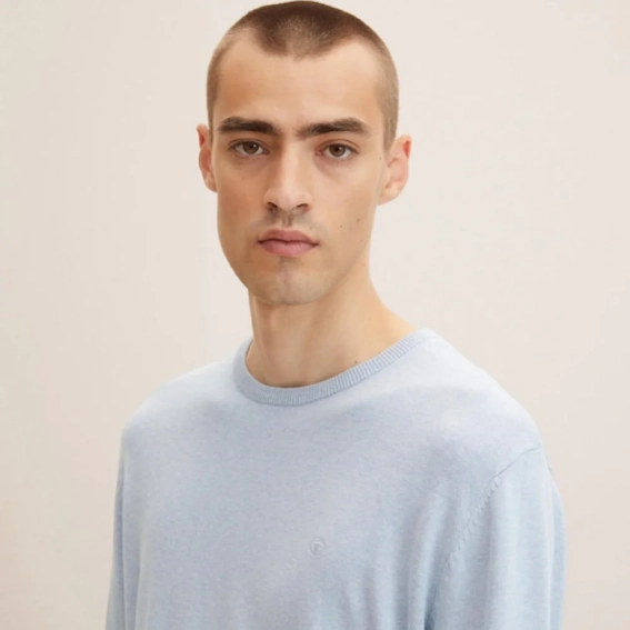 Кофта basic crew neck sweater 1027661-30312 Tom Tailor XXXL Блакитний 1027661-30312 фото 4 — інтернет-магазин Tapok