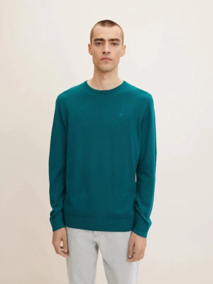 Кофта BASIC CREW NECK SWEATER 1027661-30316 Tom Tailor M Зелений 1027661-30316 фото 1 — інтернет-магазин Tapok