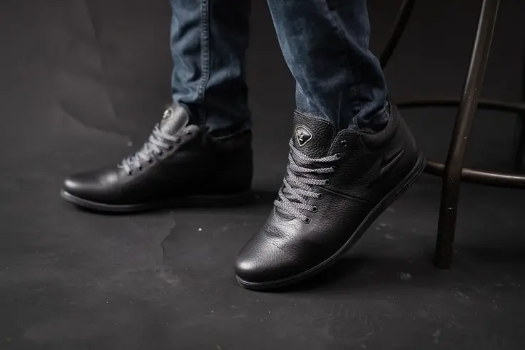 Чоловічі черевики шкіряні зимові чорні Milord Olimp Тиснення фото 9 — інтернет-магазин Tapok