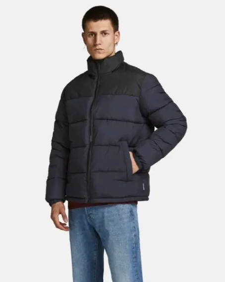 Куртка JJPAUL PUFFER COLLAR 12189971 Dark Navy - Detail: BLOCKING Jack&amp;Jones M Темно-синий 12189971-Dark Navy-Detail фото 2 — интернет-магазин Tapok