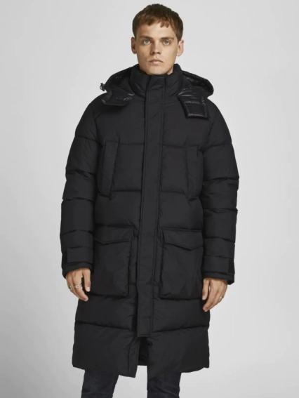 Куртка JORSTRAD LONG PUFFER LN 12192671-Black Jack&Jones L Чорний 12192671-Black фото 1 — інтернет-магазин Tapok