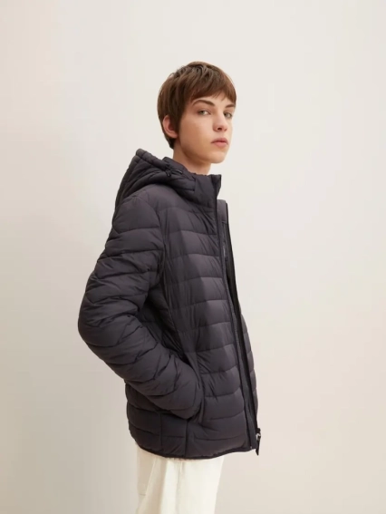 Куртка light weight jacket with hood 1031780-29476 Tom Tailor M Темно-серый 1031780-29476 фото 2 — интернет-магазин Tapok