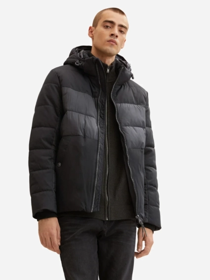 Куртка mat mix puffer jacket 1032481-29999 Tom Tailor L Чорний 1032481-29999 фото 1 — інтернет-магазин Tapok