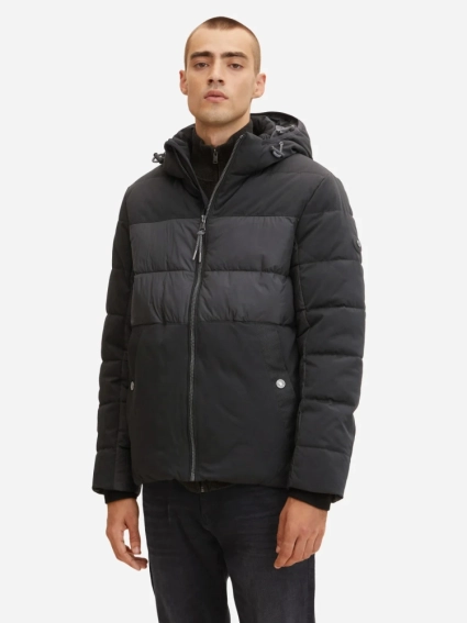 Куртка mat mix puffer jacket 1032481-29999 Tom Tailor L Чорний 1032481-29999 фото 2 — інтернет-магазин Tapok