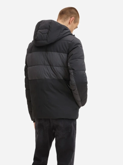 Куртка mat mix puffer jacket 1032481-29999 Tom Tailor L Чорний 1032481-29999 фото 3 — інтернет-магазин Tapok