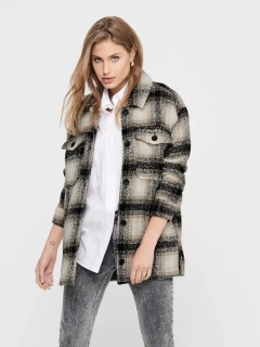 Куртка ONLALLISON CHECK SHACKET OTW NOOS 15210562-Pumice Stone-Checks: BLACK ONLY L Бежевый 15210562-Pumice Stone-Che
