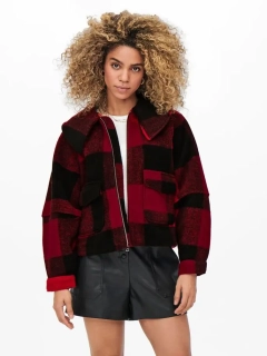Куртка ONLBROOKLYN L/S CROP CHECK JACKET PNT 15243803-Barbados Cherry-Checks:W. BLACK CHECK ONLY L Ч 15243803-Barbados Cherry-