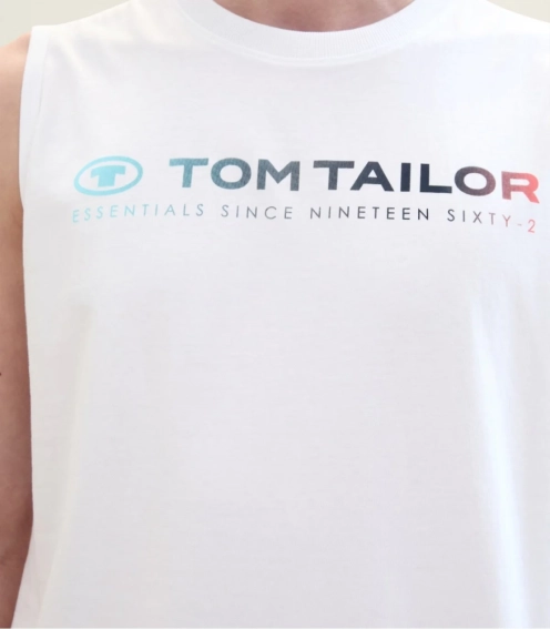 Майка Tanktop with logo print 1041866ХХ20000 Tom Tailor L Белый 1041866ХХ20000 фото 3 — интернет-магазин Tapok