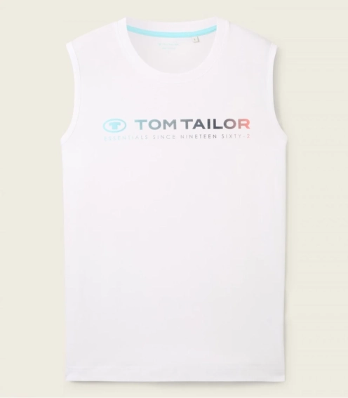 Майка Tanktop with logo print 1041866ХХ20000 Tom Tailor L Белый 1041866ХХ20000 фото 4 — интернет-магазин Tapok