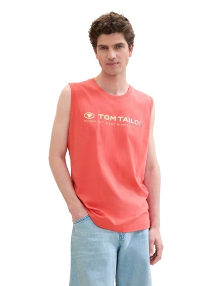 Майка Tanktop with logo print 1041866ХХ26202 Tom Tailor L Коралловый 1041866ХХ26202 фото 1 — интернет-магазин Tapok