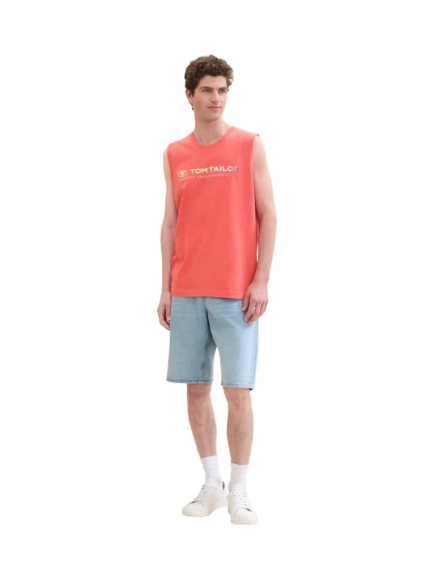 Майка Tanktop with logo print 1041866ХХ26202 Tom Tailor L Коралловый 1041866ХХ26202 фото 3 — интернет-магазин Tapok