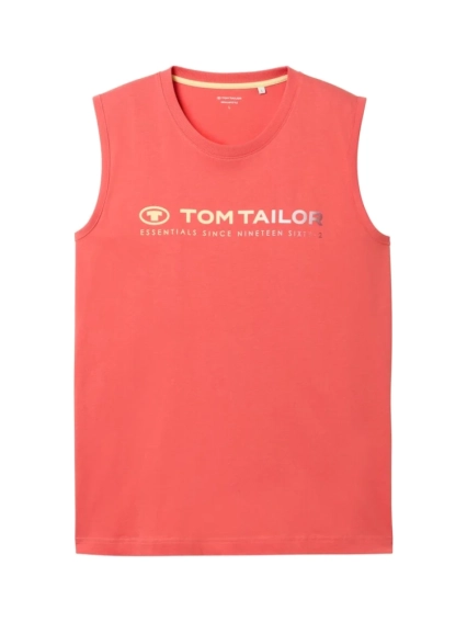 Майка Tanktop with logo print 1041866ХХ26202 Tom Tailor L Коралловый 1041866ХХ26202 фото 4 — интернет-магазин Tapok