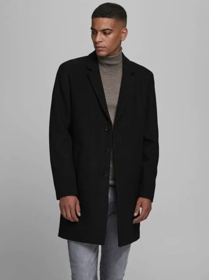 Пальто JJEMOULDER WOOL COAT SN 12171374-Black Jack&Jones L Чорний 12171374-Black фото 1 — інтернет-магазин Tapok