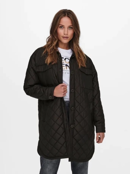 Пальто ONLTANZIA LONG QUILTED SHACKET CC OTW 15228453-Black ONLY M Чорний 15228453-Black фото 1 — інтернет-магазин Tapok