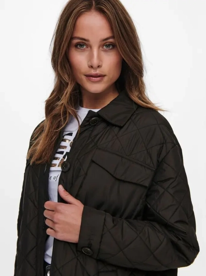 Пальто ONLTANZIA LONG QUILTED SHACKET CC OTW 15228453-Black ONLY M Чорний 15228453-Black фото 3 — інтернет-магазин Tapok