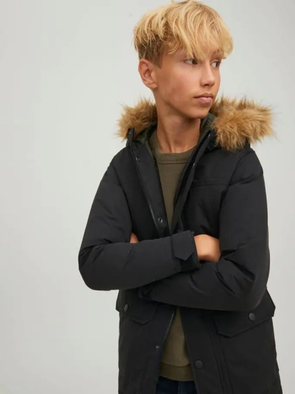 Парка JJWINNER PARKA NO FUR JNR 12220838-Black Jack&Jones 152 Чорний 12220838-Black фото 3 — інтернет-магазин Tapok