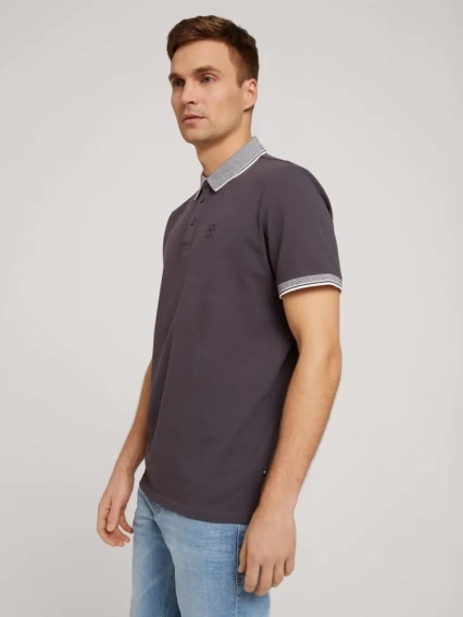 Поло basic polo with chest embro 1030625XX1010899 Tom Tailor M Темно-серый 1030625XX1010899 фото 3 — интернет-магазин Tapok