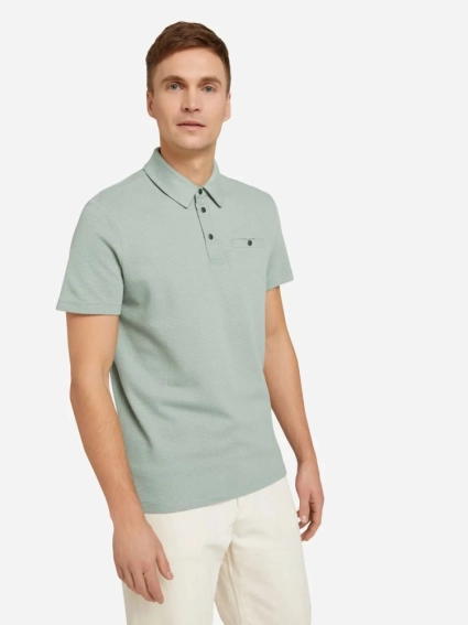 Поло structured polo with pocket 1030388XX1012960 Tom Tailor L Серый 1030388XX1012960 фото 1 — интернет-магазин Tapok