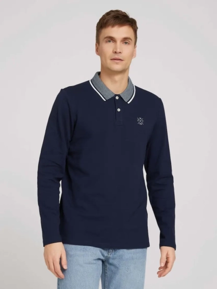 Поло с длинными рукавами 1030645XX1010668 Tom Tailor M Темно-синий 1030645XX1010668 фото 1 — интернет-магазин Tapok