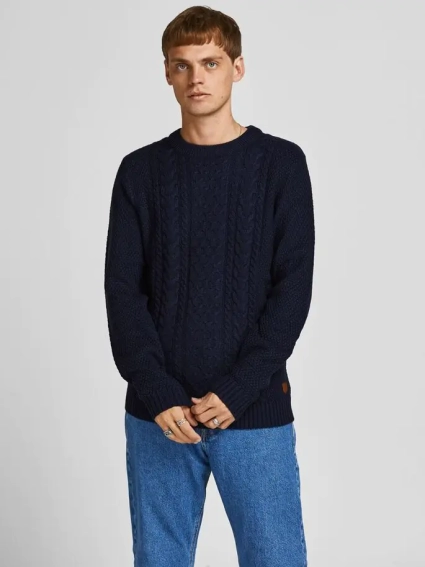 Пуловер JJCRAIG KNIT CREW NECK 12189968-Sky Captain Jack&amp;Jones M Темно-синий 12189968-Sky Captain фото 1 — интернет-магазин Tapok
