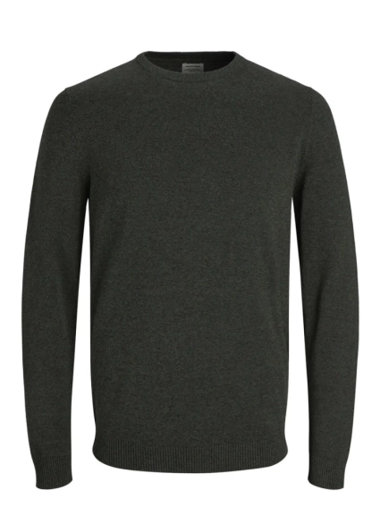Пуловер JJEBASIC KNIT CREW NECK NOOS 12137190-Dark Grey Melange Jack&Jones S Темно-сірий 12137190-Dark Grey Melang фото 3 — інтернет-магазин Tapok