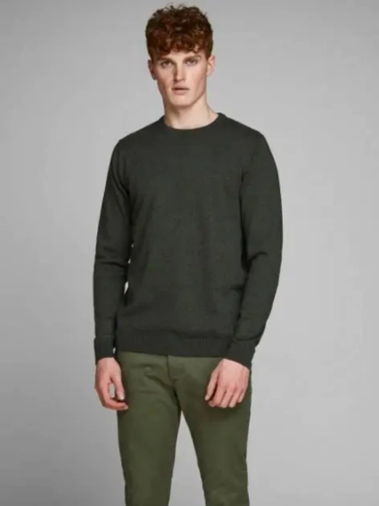 Пуловер JJEBASIC KNIT CREW NECK NOOS 12137190-Forest Night Jack&Jones XXL Зелений 12137190-Forest Night-Det фото 1 — інтернет-магазин Tapok