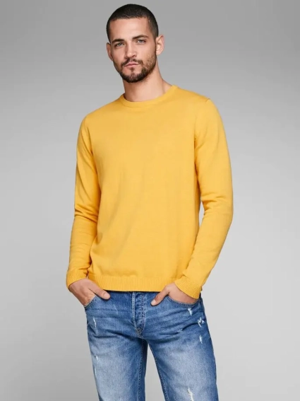 Пуловер JJEBASIC KNIT CREW NECK NOOS 12137190-Golden Orange Jack&Jones S Жовтий 12137190-Golden Orange фото 1 — інтернет-магазин Tapok