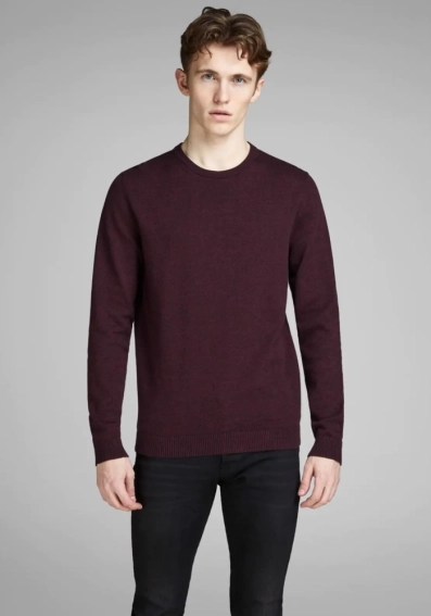 Пуловер JJEBASIC KNIT CREW NECK NOOS 12137190-Port Royale Jack&amp;Jones XXL Бордовый 12137190-Port Royale-Deta фото 1 — интернет-магазин Tapok