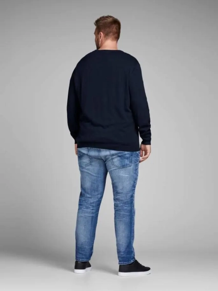 Пуловер JJEBASIC KNIT CREW NECK PS 12144038-Navy Blazer Jack&Jones PLUS 2XL Темно-синій 12144038-Navy Blazer фото 2 — інтернет-магазин Tapok
