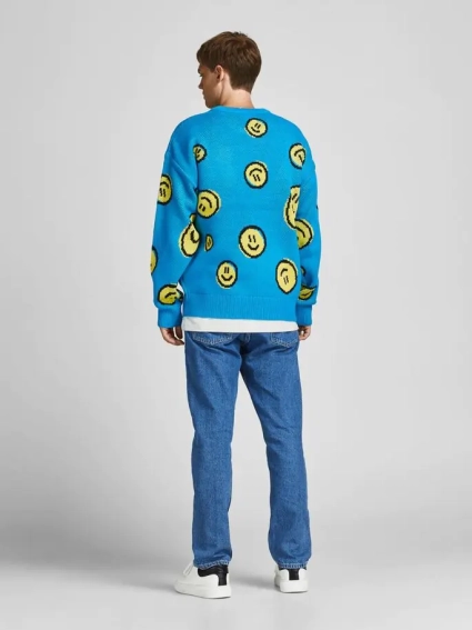 Пуловер JORSMILE KNIT CREW NECK KA KNT21 12206857-Hawaiian Ocean-Fit:WIDE Jack&Jones M Блакитний 12206857-Hawaiian Ocean-F фото 2 — інтернет-магазин Tapok