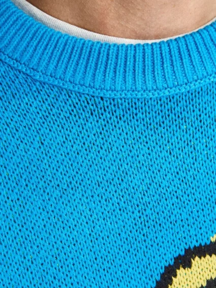 Пуловер JORSMILE KNIT CREW NECK KA KNT21 12206857-Hawaiian Ocean-Fit:WIDE Jack&Jones M Блакитний 12206857-Hawaiian Ocean-F фото 3 — інтернет-магазин Tapok